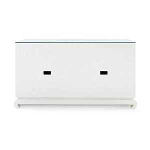 Meredith 4-Door Cabinet with Glass Top, Chiffon White