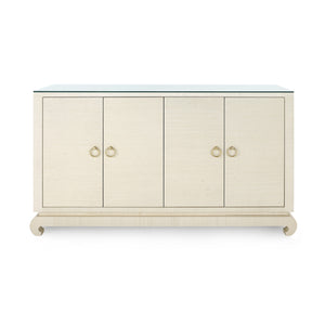 Meredith 4-Door Cabinet with Glass Top, Canvas Cream