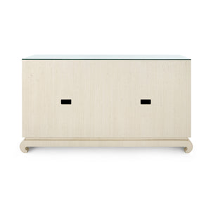 Meredith 4-Door Cabinet with Glass Top, Canvas Cream