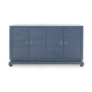 Meredith 4-Door Cabinet with Glass Top, Navy Blue