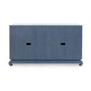 Meredith 4-Door Cabinet with Glass Top, Navy Blue