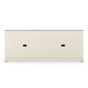 Meredith Extra Large 4-Door Cabinet with Glass Top, Canvas Cream