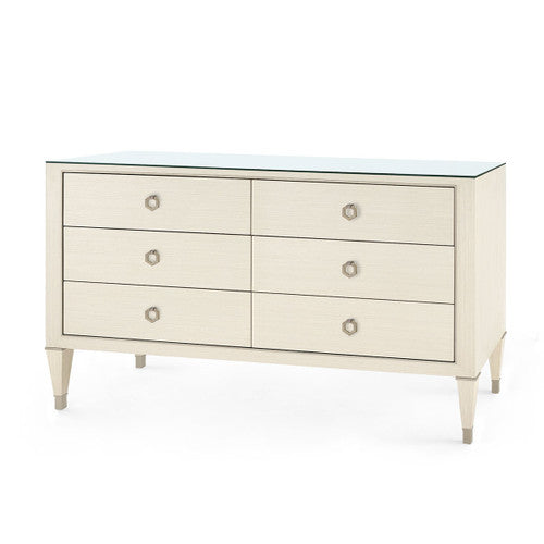 Morris Desk with Glass Top, Sand White