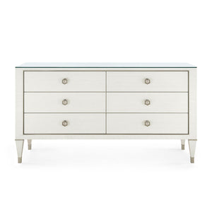 Morris Extra Large 6-Drawer with Glass Top, Sand White