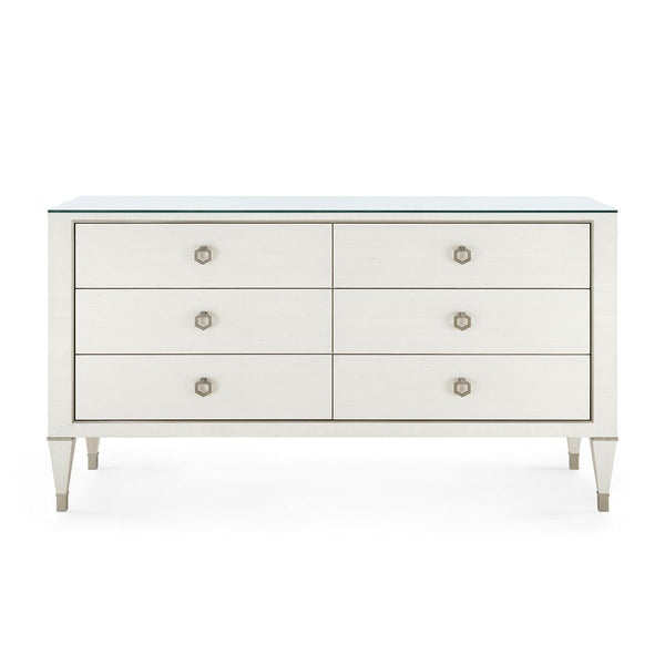 Morris Extra Large 6-Drawer with Glass Top, Sand White