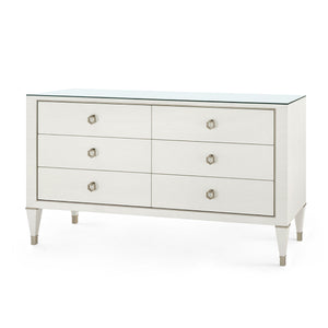 Morris Extra Large 6-Drawer with Glass Top, Sand White
