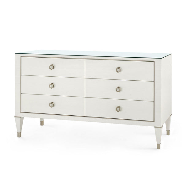 Morris Extra Large 6-Drawer with Glass Top, Sand White