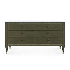 Morris Extra Large 6-Drawer with Glass Top, Deep Olive
