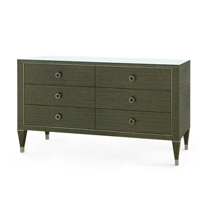 Morris Extra Large 6-Drawer with Glass Top, Deep Olive