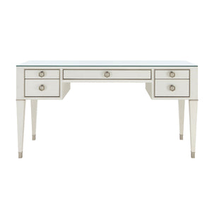 Morris Desk with Glass Top, Sand White