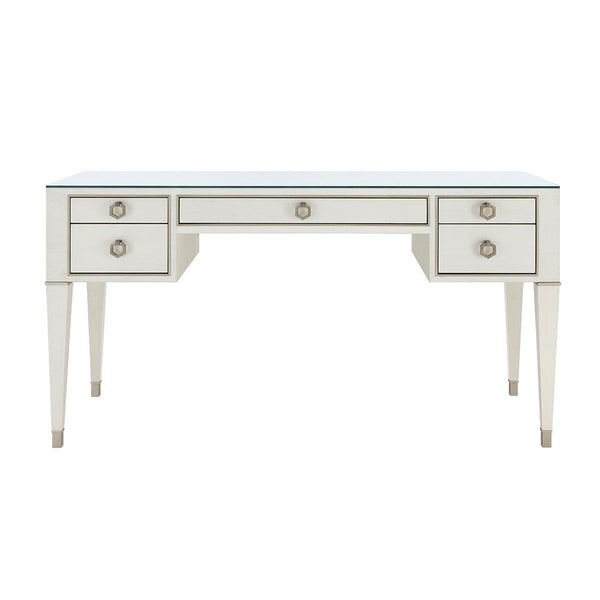 Morris Desk with Glass Top, Sand White