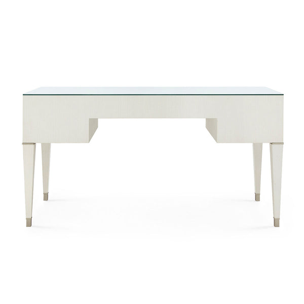 Morris Desk with Glass Top, Sand White