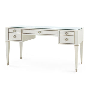 Morris Desk with Glass Top, Sand White