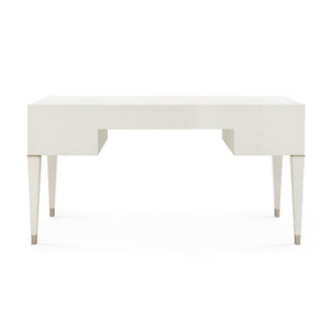 Morris Desk in Sand White with Lacquered Grasscloth Finish