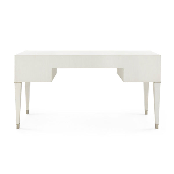 Morris Desk in Sand White with Lacquered Grasscloth Finish