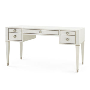 Morris Desk in Sand White with Lacquered Grasscloth Finish