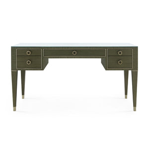 Morris Desk with Glass Top in Deep Olive