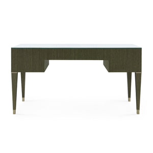 Morris Desk with Glass Top in Deep Olive