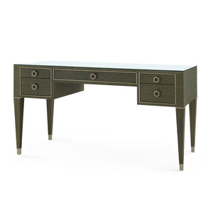 Morris Desk with Glass Top in Deep Olive