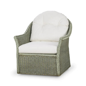 Nantucket Rattan Swivel Chair-Blue Hand Home