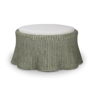 Newport Rattan Ottoman w/ Cushion-Blue Hand Home