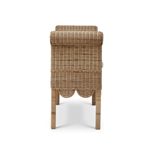 Newport Scalloped Rattan Bench-Blue Hand Home