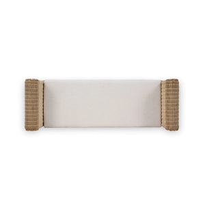 Newport Scalloped Rattan Bench-Blue Hand Home