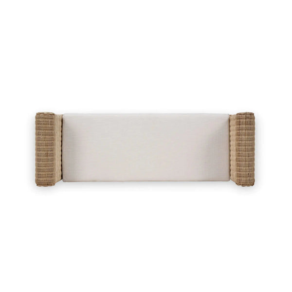 Newport Scalloped Rattan Bench-Blue Hand Home