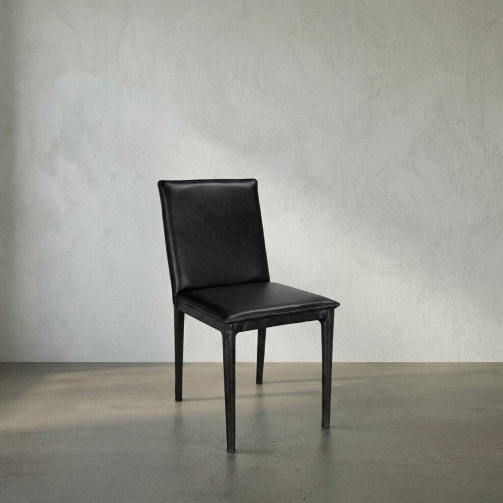Newton Dining Chair, Ebony Black Leather - Noir Trading Inc.-Noir Furniture-Blue Hand Home