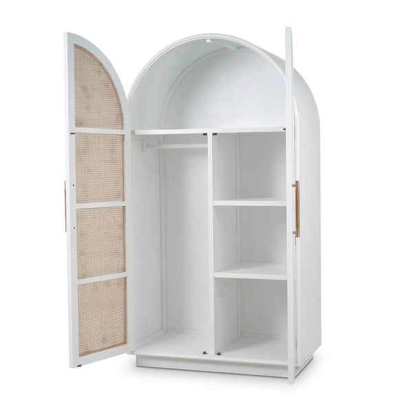 Vannes Wardrobe w/ Rattan Door-Blue Hand Home