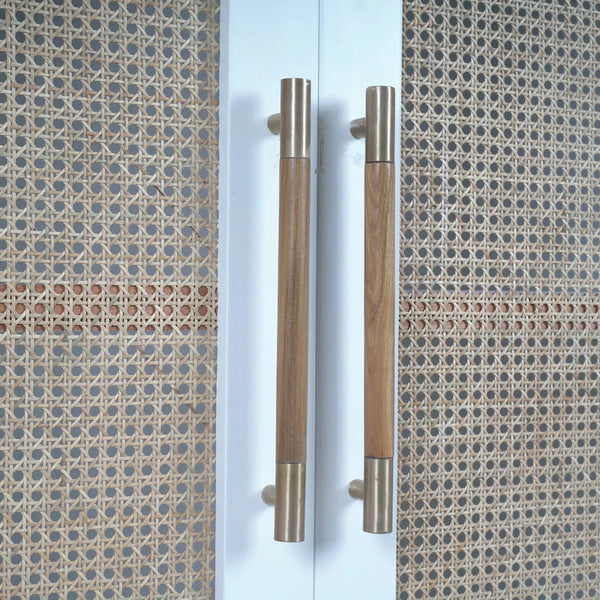 Vannes Wardrobe w/ Rattan Door-Blue Hand Home