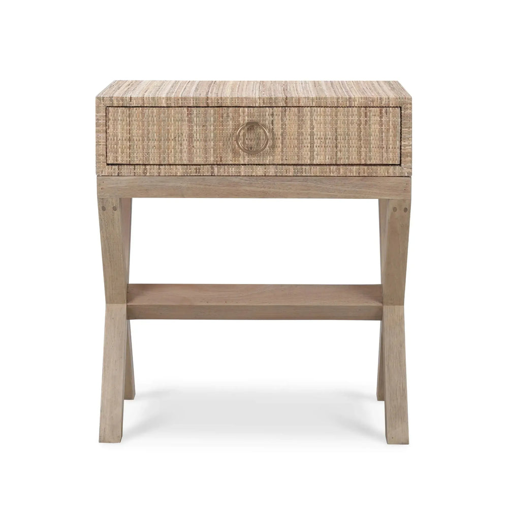 Renoir Rattan Bedside Table-Blue Hand Home