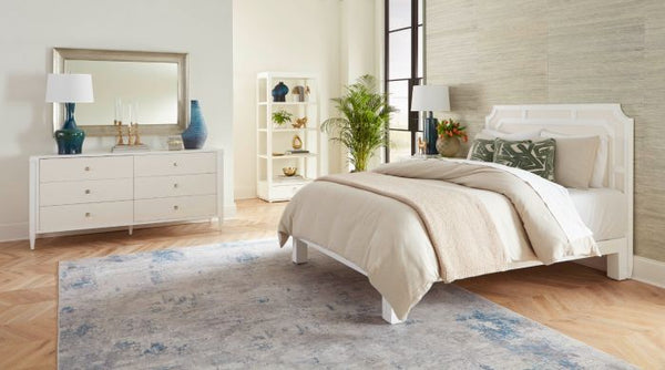 Olivia Queen Headboard With Ryder Bed Frame / Soft White, Vanilla-Blue Hand Home