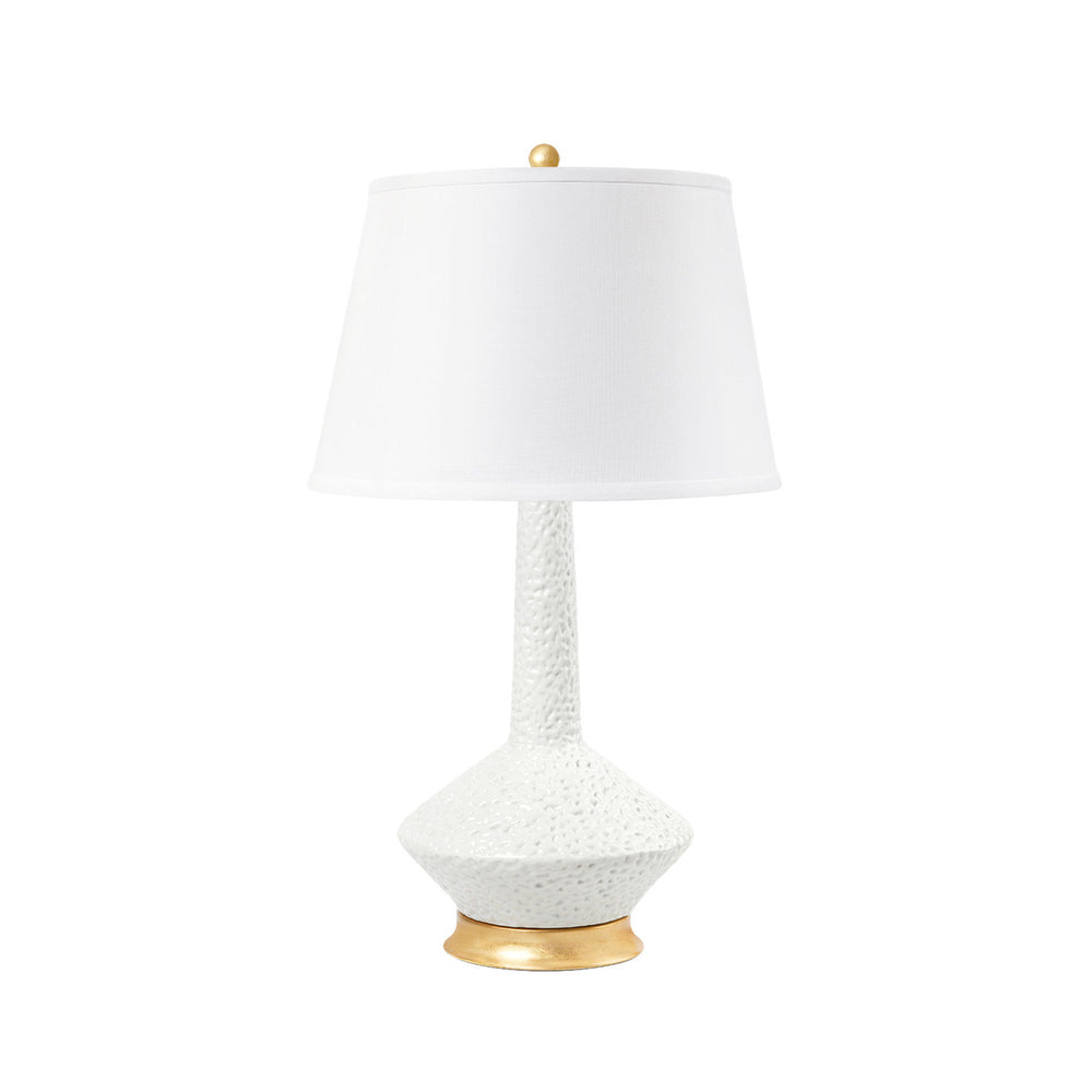 Oporto Tall Lamp with Shade 16-inch White Linen, with Gold, Moon White