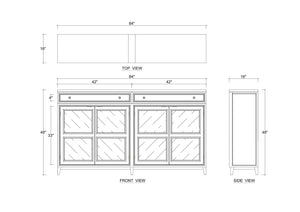 Paris Sideboard w/ 2 Drawers Glass Shelves w/ 2 LED-Blue Hand Home