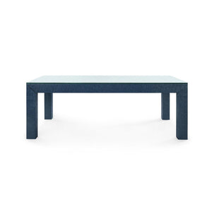 Parsons Coffee Table with Glass Top, Deep Navy-Blue Hand Home