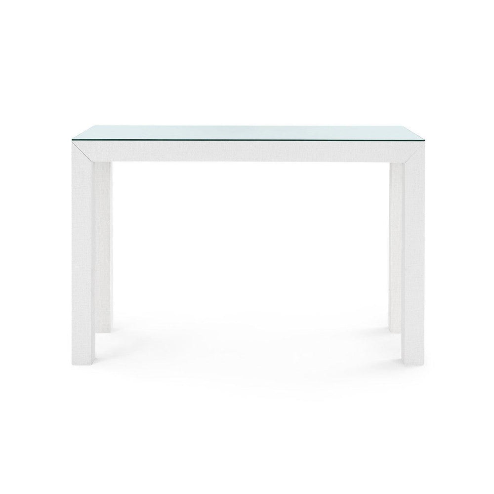 Parsons Console Table with Glass Top, Chiffon White-Blue Hand Home
