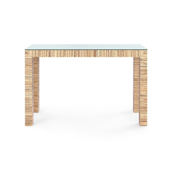 Parsons Console Table with Glass Top, Papyrus-Blue Hand Home
