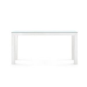 Parsons Large Console with Glass Top, Chiffon White-Blue Hand Home
