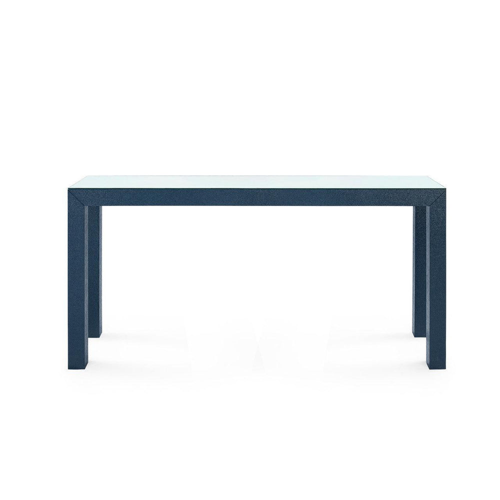 Parsons Large Console with Glass Top, Deep Navy-Blue Hand Home