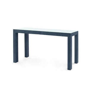 Parsons Large Console with Glass Top, Deep Navy-Blue Hand Home