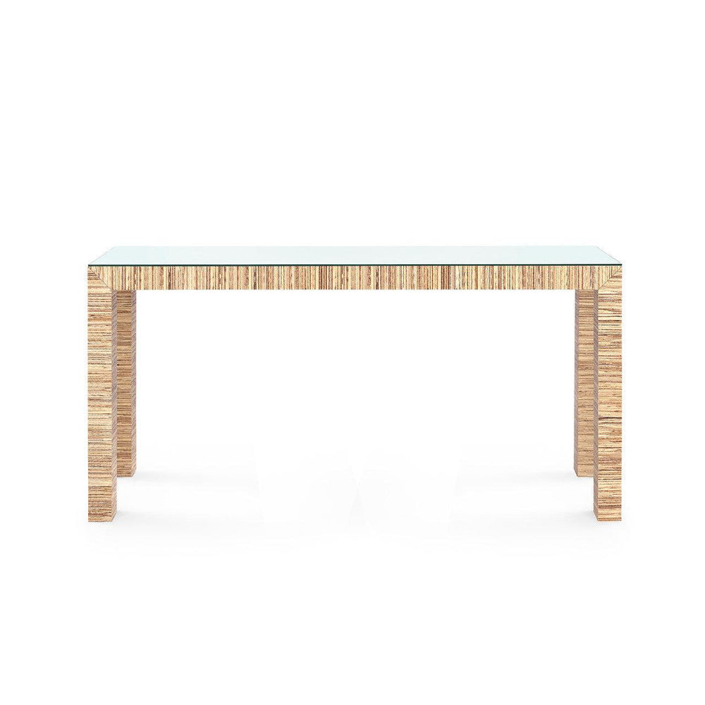 Parsons Large Console with Glass Top, Papyrus-Blue Hand Home