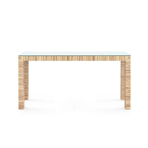 Parsons Large Console with Glass Top, Papyrus-Blue Hand Home