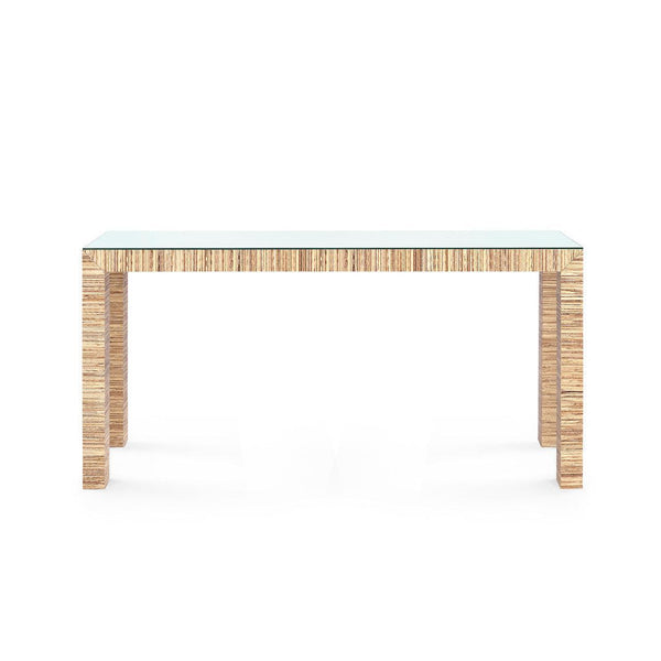 Parsons Large Console with Glass Top, Papyrus-Blue Hand Home
