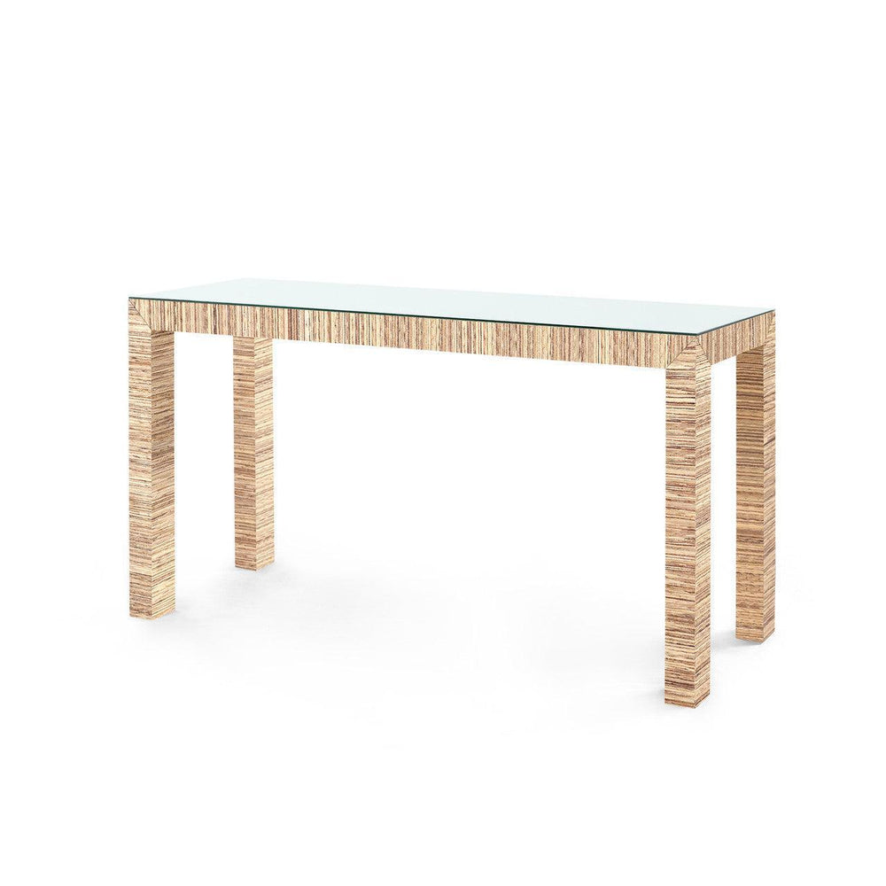 Parsons Large Console with Glass Top, Papyrus-Blue Hand Home