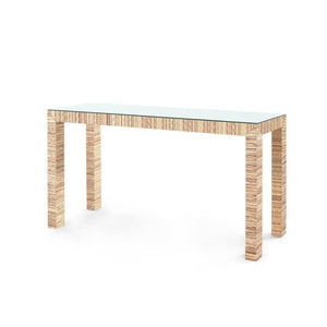 Parsons Large Console with Glass Top, Papyrus-Blue Hand Home