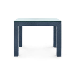 Parsons Side Table with Glass Top, Deep Navy-Blue Hand Home