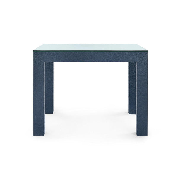 Parsons Side Table with Glass Top, Deep Navy-Blue Hand Home