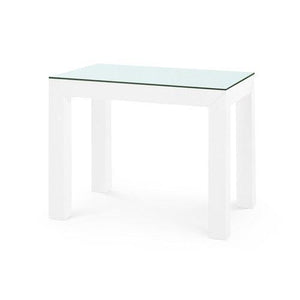 Parsons Side Table with Glass Top, Deep Navy-Blue Hand Home
