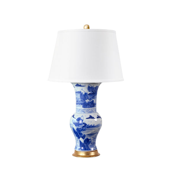 Pavillion Lamp with 16-inch White Linen Shade